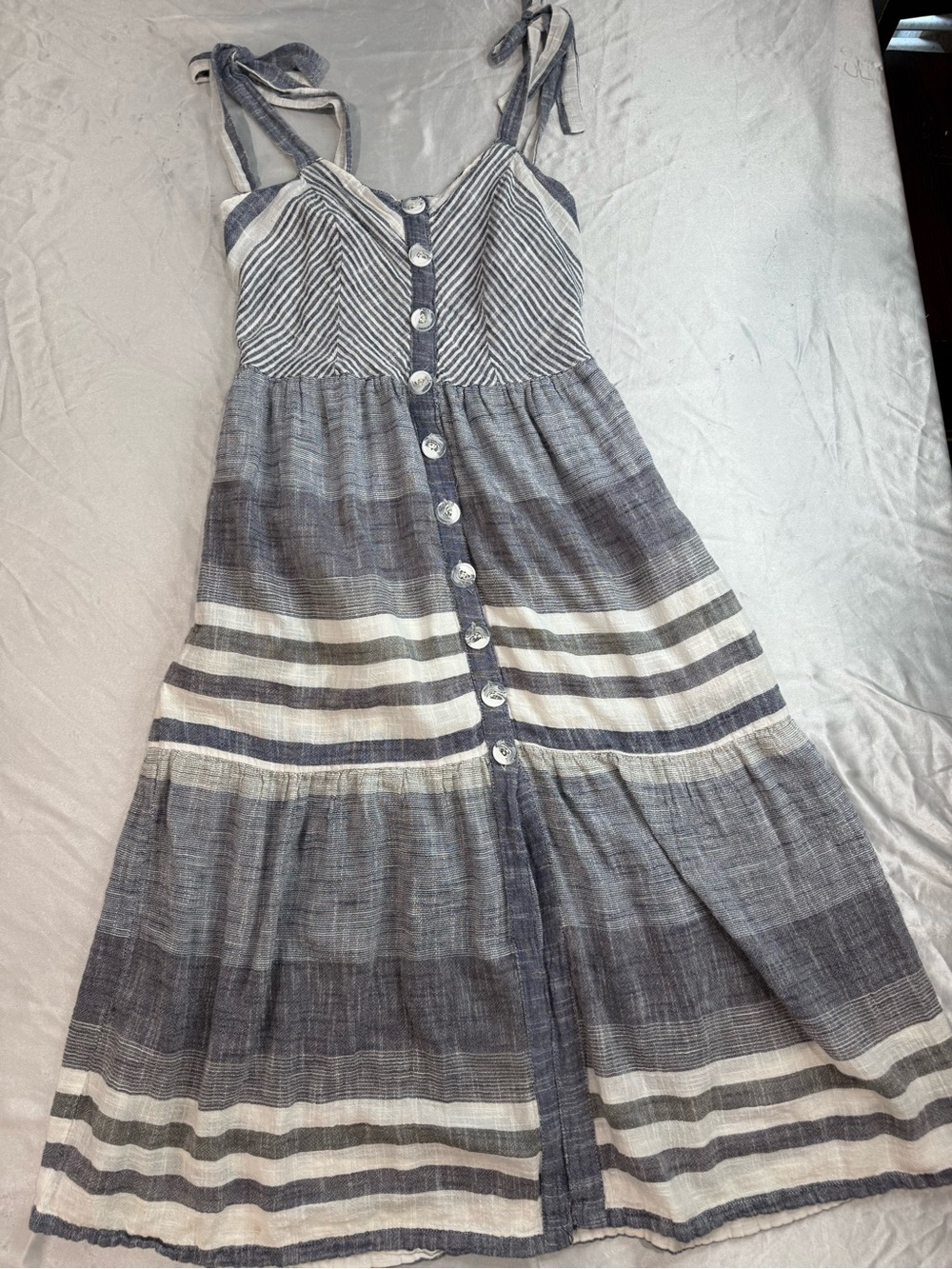 Angie Blue and White Striped Maxi Dress